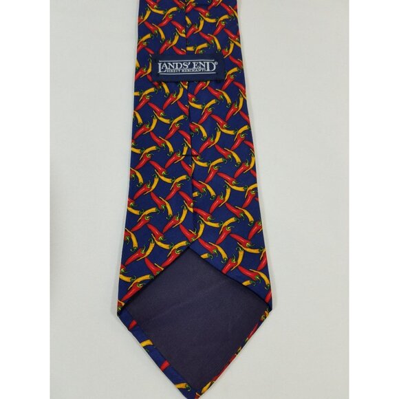 Lands End Men's Neck tie Chili Peppers Silk Novelty necktie Made in USA - Picture 3 of 6